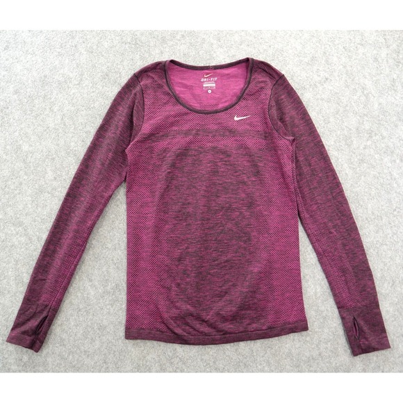 Nike Top Womens Small Purple Heather Running Long Sleeve Round Neck Reflective - Picture 1 of 16